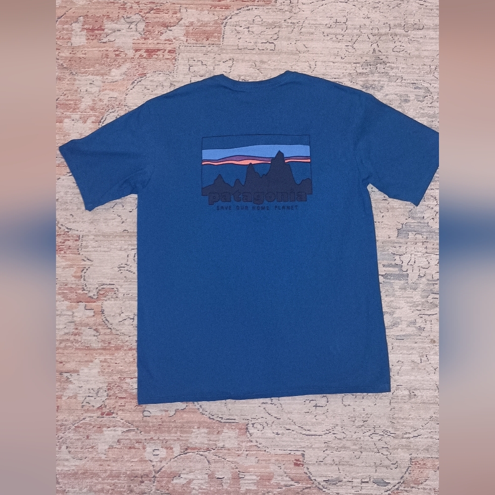 Patagonia Blue Save Our Home Planet Men's T-Shirt Medium